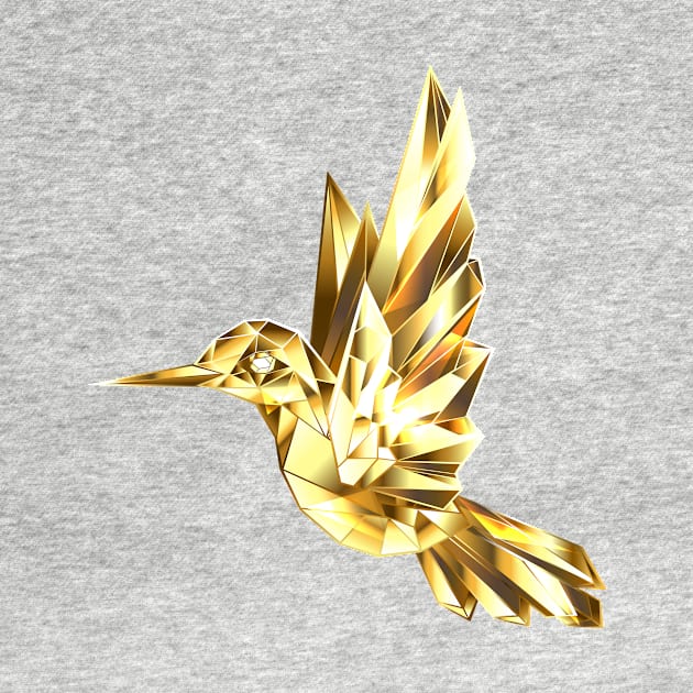 Gold Polygonal Hummingbird by Blackmoon9